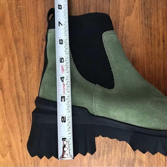 NURTURE Green Suede Chelsea Boot‎ Lug Sole Platform Water Resistant Size 5.5 New - Picture 13 of 13